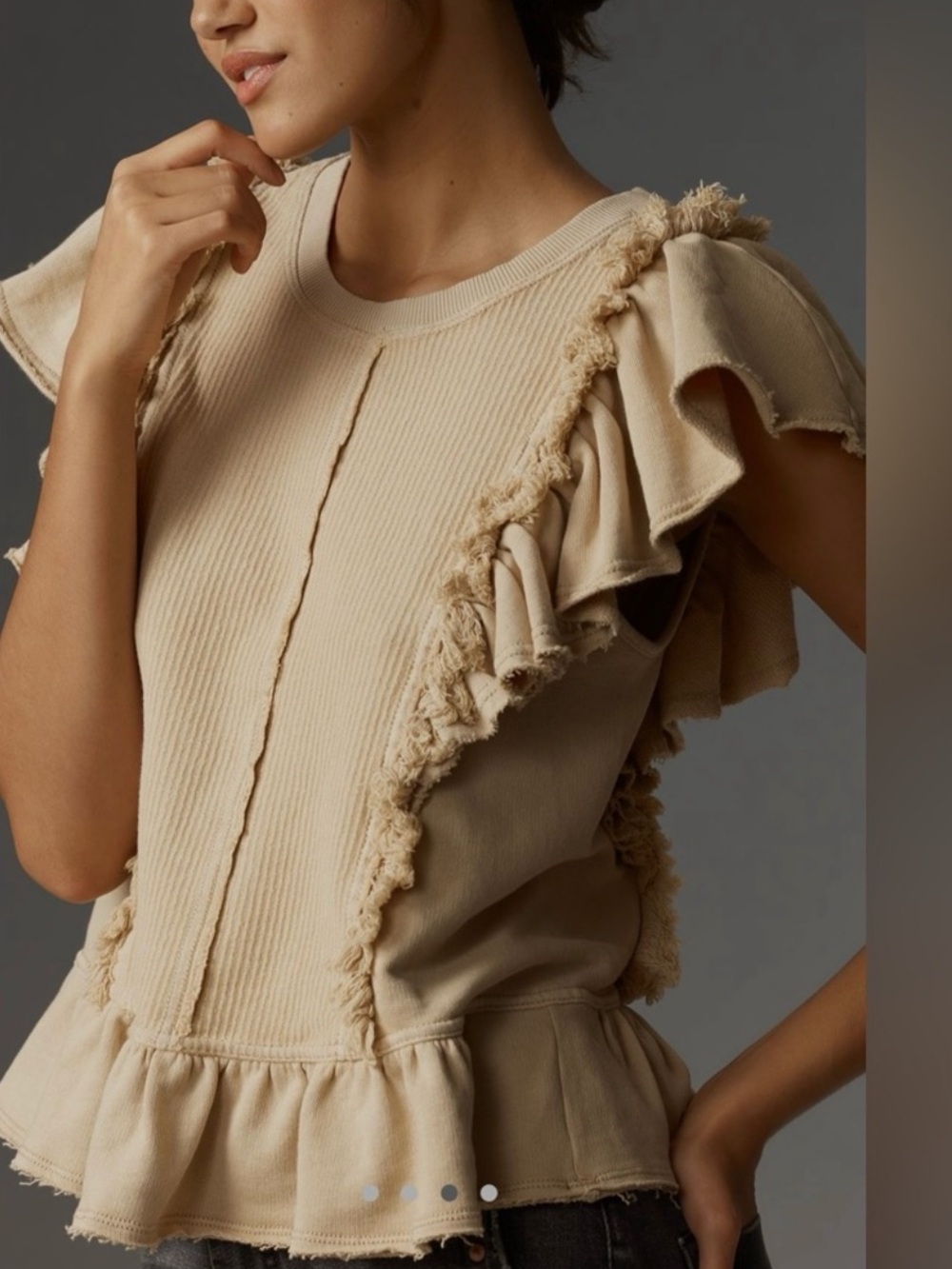 Anthropologie Pilcro Ruffled Sweatshirt Top